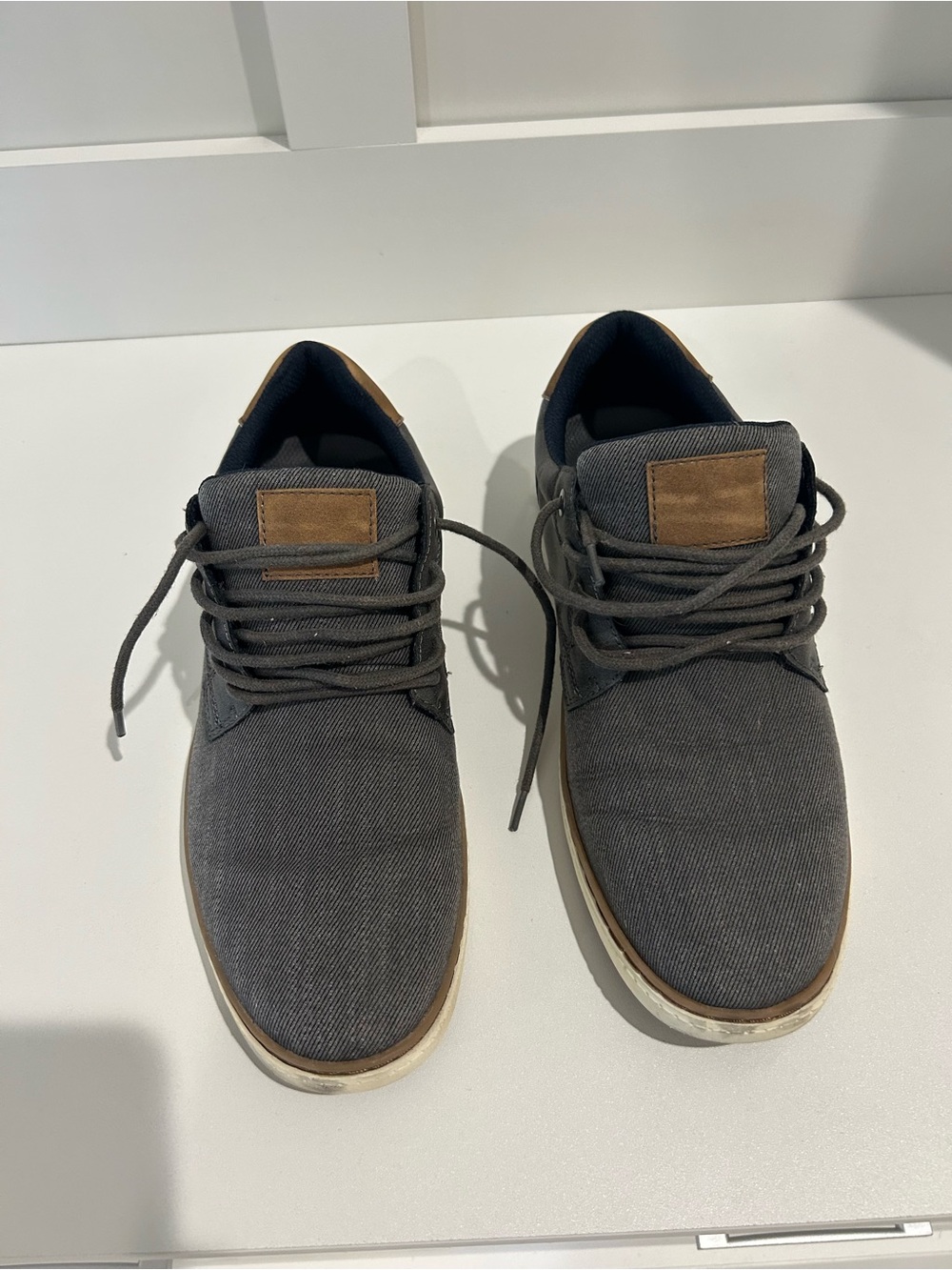 Men's Gray Canvas Casual Lace-Up Shoes